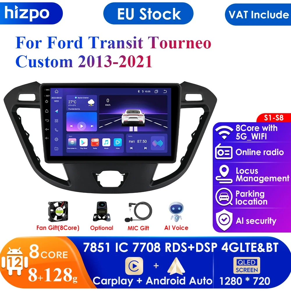 Android Autoradio Für Ford Transit Tourneo Custom 2013-2021 - 9 Zoll Touchscreen Mit Wireless Carplay & Android Auto