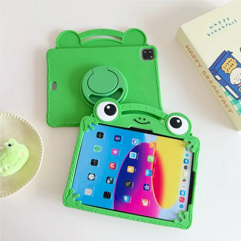 3D Cartoon Frog Soft Silicone Tablet Case with Bracket