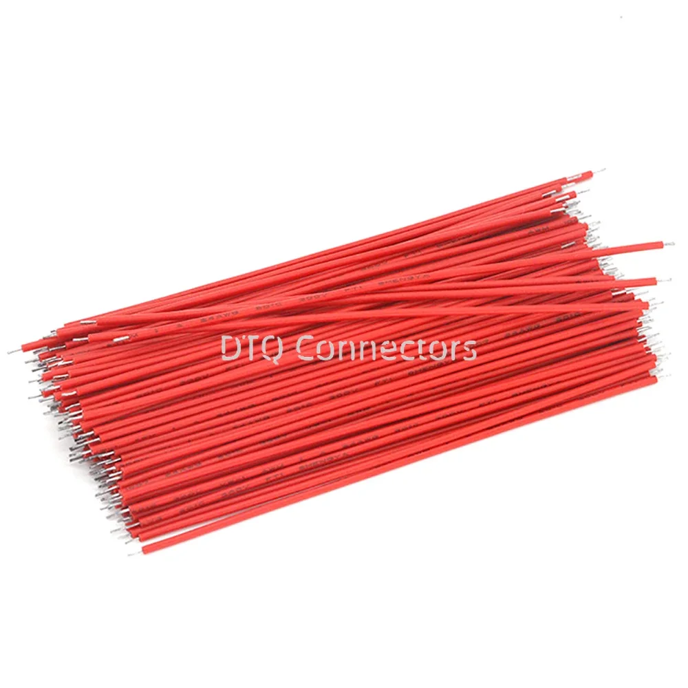 점퍼 납땜 UL1007 와이어 연결 더블 엔드 주석 도금 전선, 6 가지 색상, 26, 24, 22, 20, 18AWG, 100 개