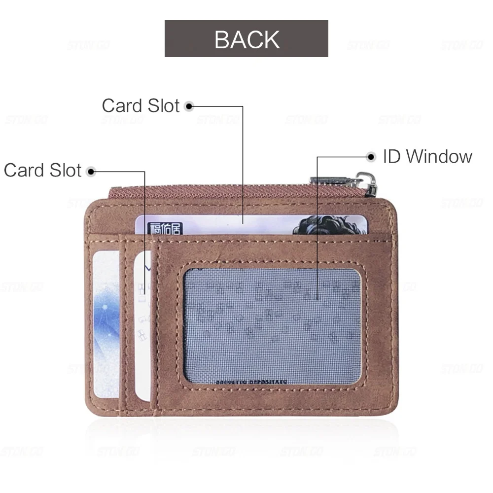 Matte Leather Retro Multi-Card Holder - Minimalist Wallet with Frosted Fabric and Zipper Money Bag