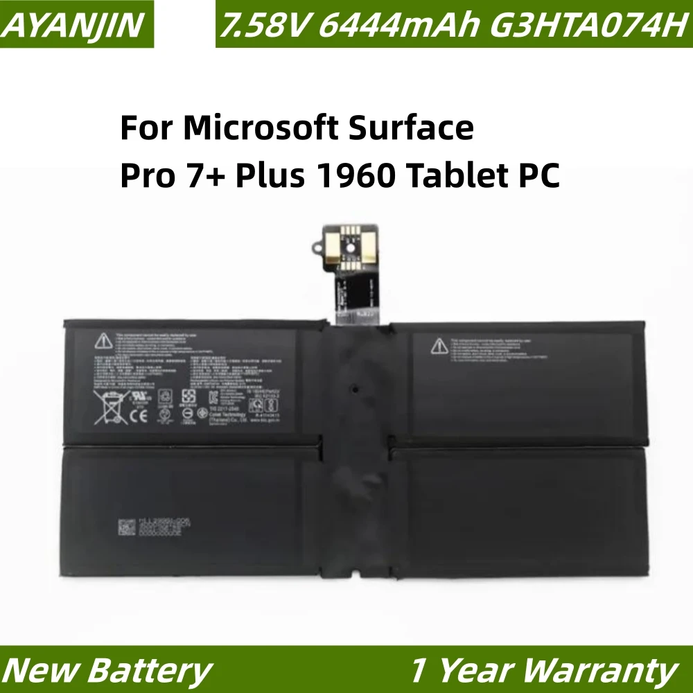 

Аккумулятор G3HTA074H 7,58 в 6444 мАч для ноутбука Microsoft Surface Pro 7 + Plus 1960, планшетный ПК DYNH03 G3HTA073H