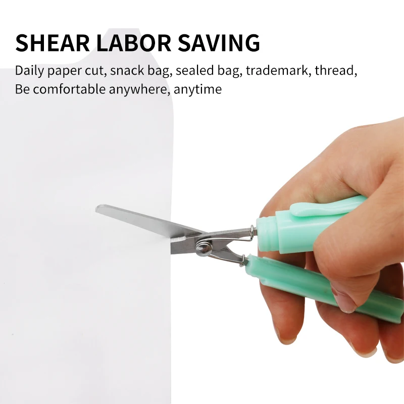 휴대용 펜 모양 가위 크리 에이 티브 안전 접는 가위 DIY 다기능 종이 절단 미술 도구 학교 사무용품