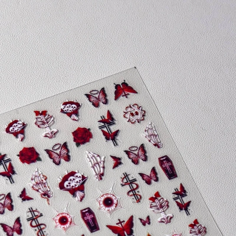 

3D Embossed Nail Enhancement Thin Tough Sticker Popular Japanese Dark Nail Haemophile Butterfly Back Adhesive Nail Stick
