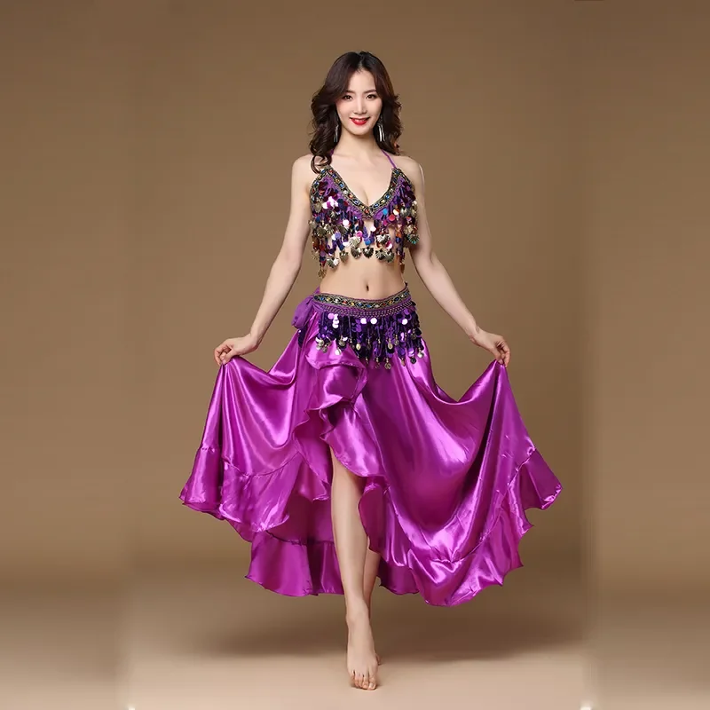 Adult Lady women Belly Dance Costume Oriental bellydance skirt Stage Performance 3pcs set Bra Belt Skirt Bellydancing Wear