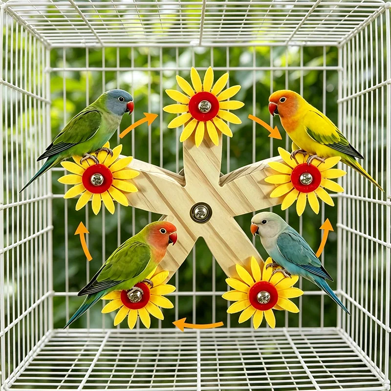 Jouet interactif pour perroquet, jouet à mâcher pour cage à oiseaux, distributeur de friandises rotatif pour la stimulation mentale et le divertissement._voghion.com