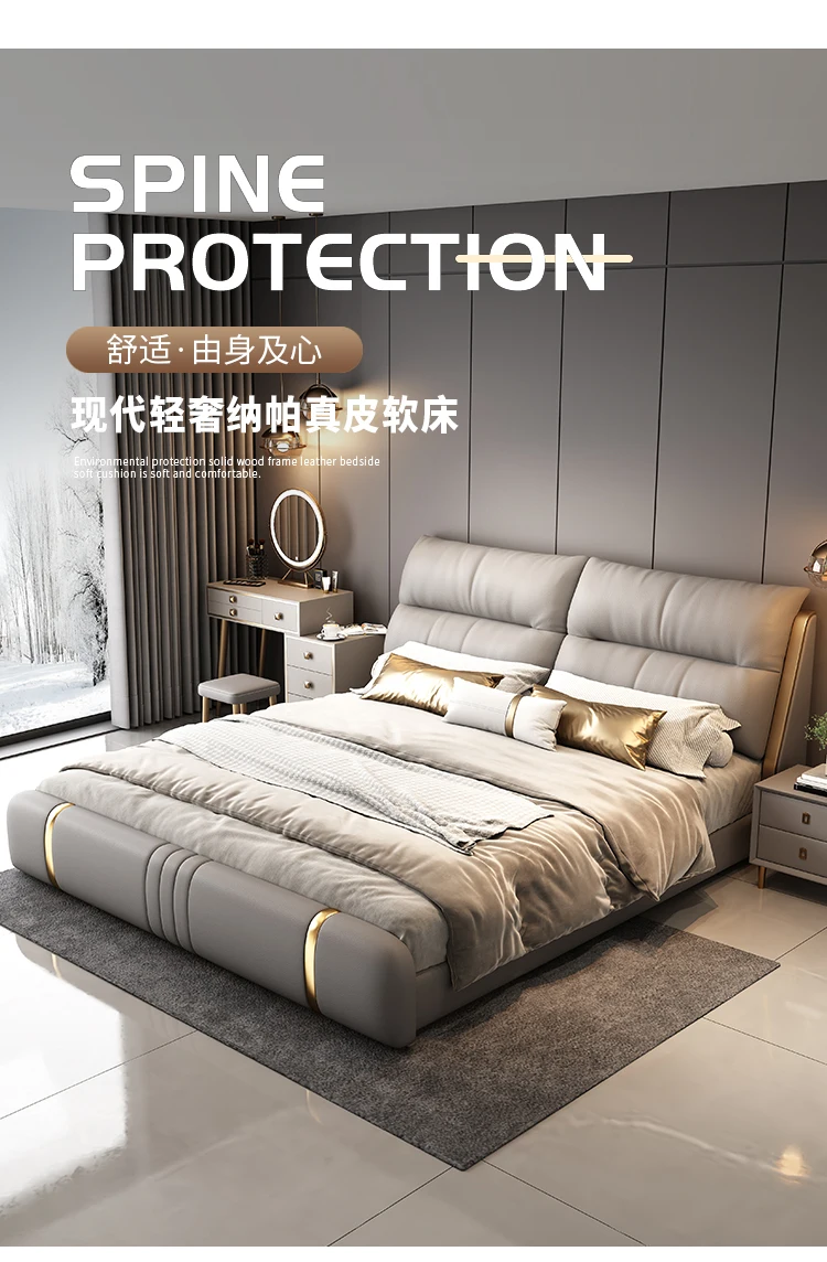 Description Picture 5 of itemPretty Elegant King Size Bed Modern Storage Italian Villa Bed Headboards Comferter Camas Bedroom Set