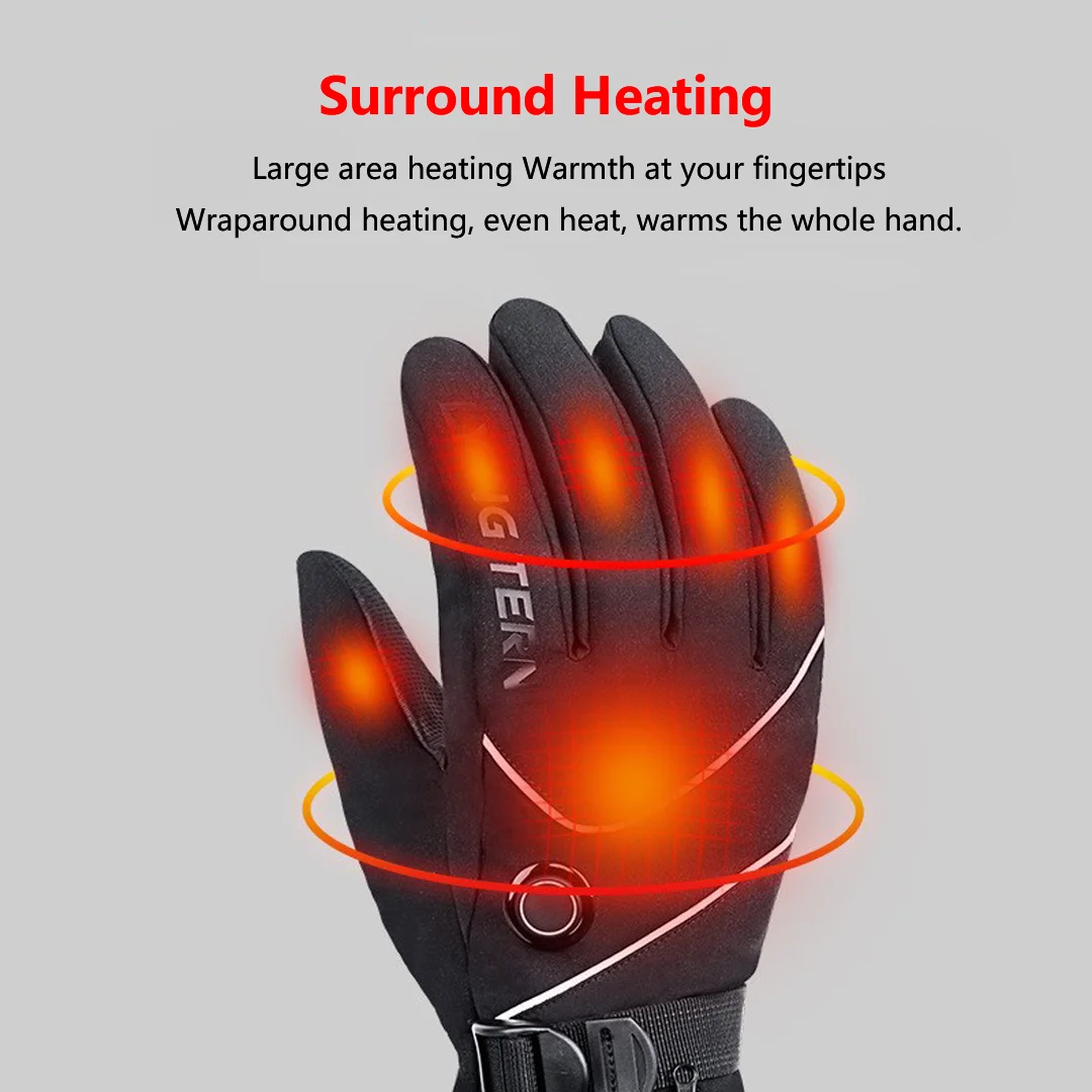 Winter Gloves For Men Snowboard 4000mah Women Touchscreen USB Heated Gloves Camping Hiking Skiing Motorcycle