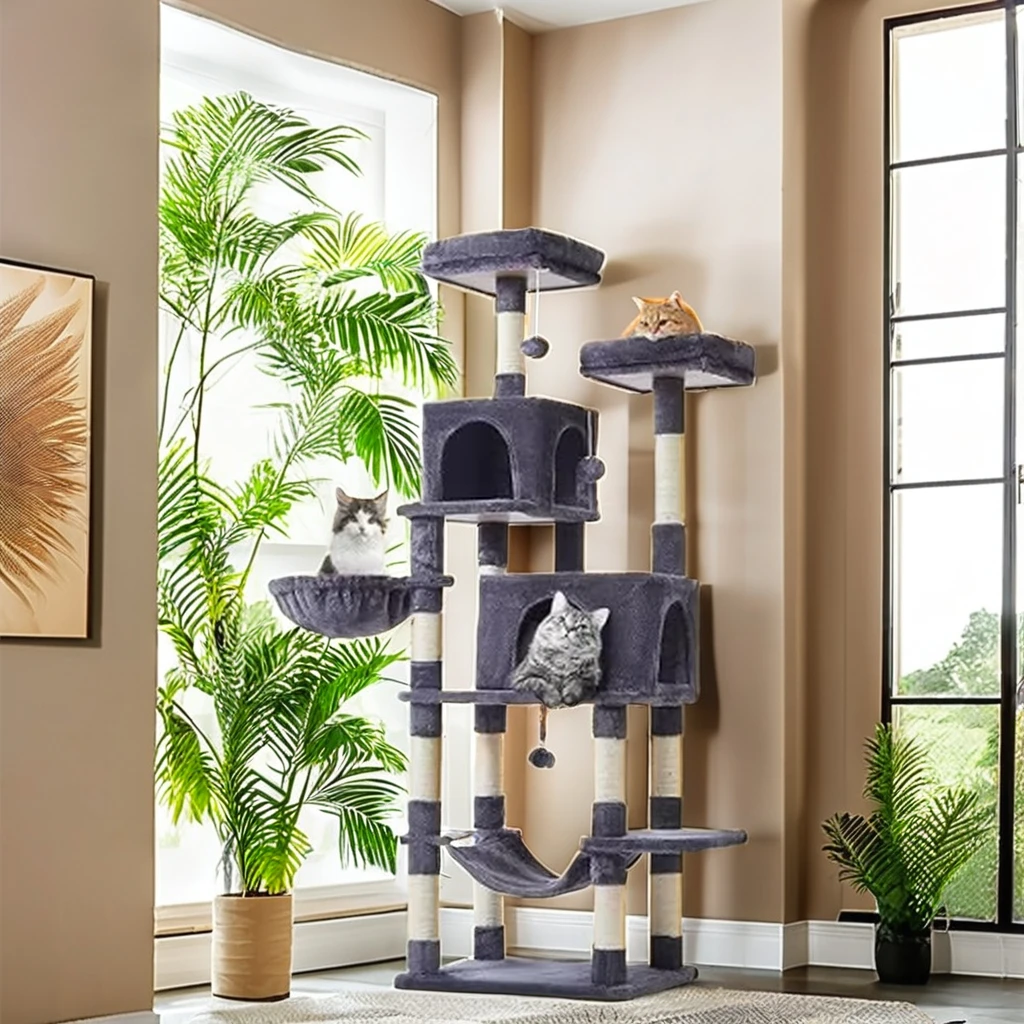 Indoor Large Multi-layer Cat Climbing Frame Cat Scratching Pile Luxury Plush Climbing Tree