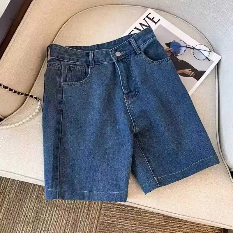 Men's Pants Korean Style Vintage Summer Jeans Shorts Slim Fit and Distressed Denim Washed Soild Cowboy Short Pants for Men A20