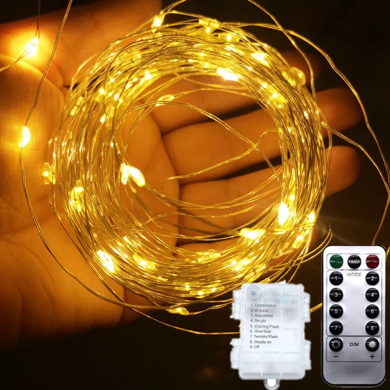 

Garland Wedding Party Decor Battery Power Holiday Copper Wire Lamp 10/20M LED String Light Christmas Fairy Light Remote Control