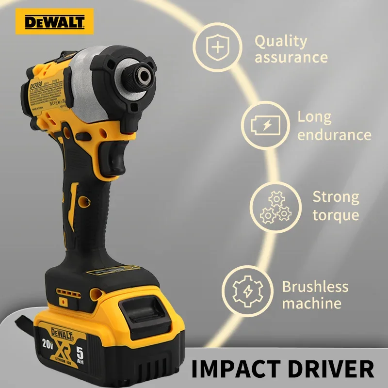 DEWALT Impact Driver 205NM Brushless Cordless Screwdriver 20V Battery Rechargeable Electric Impact Drill Power Tools 850