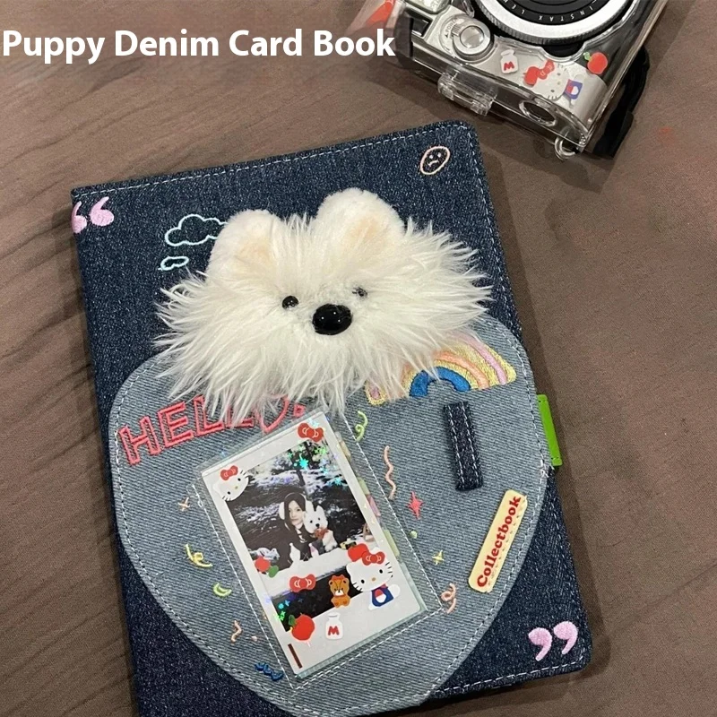 Cute Plush Dog Cowboy Cardbook 3inch Card Four Grid Storage Book Loose Leaf Small Card Diy Album Idol Collect Book