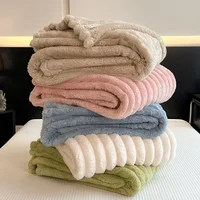Nouvelles couvertures en peluche de lapin artificiel pour l'automne, couvertures chaudes pour lits, couvertures en polaire corail douces pour canapé, draps de lit confortables et épais 4