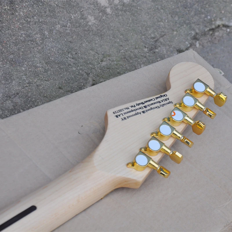 24 High Quality Double Shake Electric Guitars Cloud Pattern Yellow Active Pickup OTGT-2077