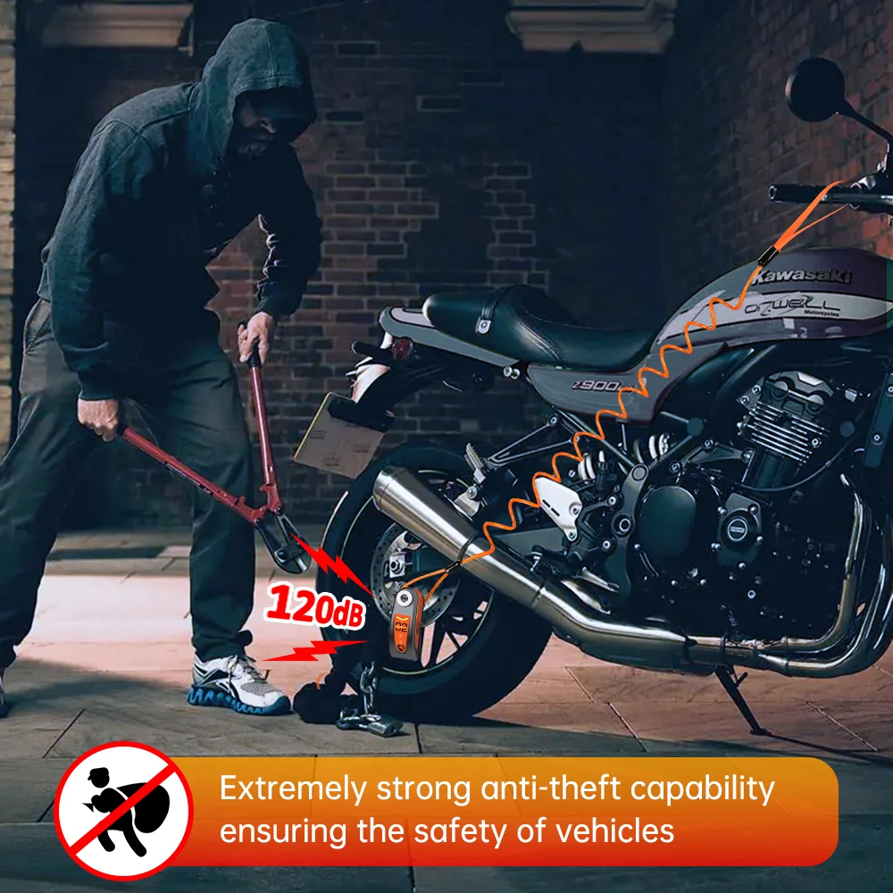 Extractme Motorcycle Lock Alarm Padlock Motorbike Lock Bicycle Alarm Moto Brake Disc Lock Anti-Theft Car Alarm Security System