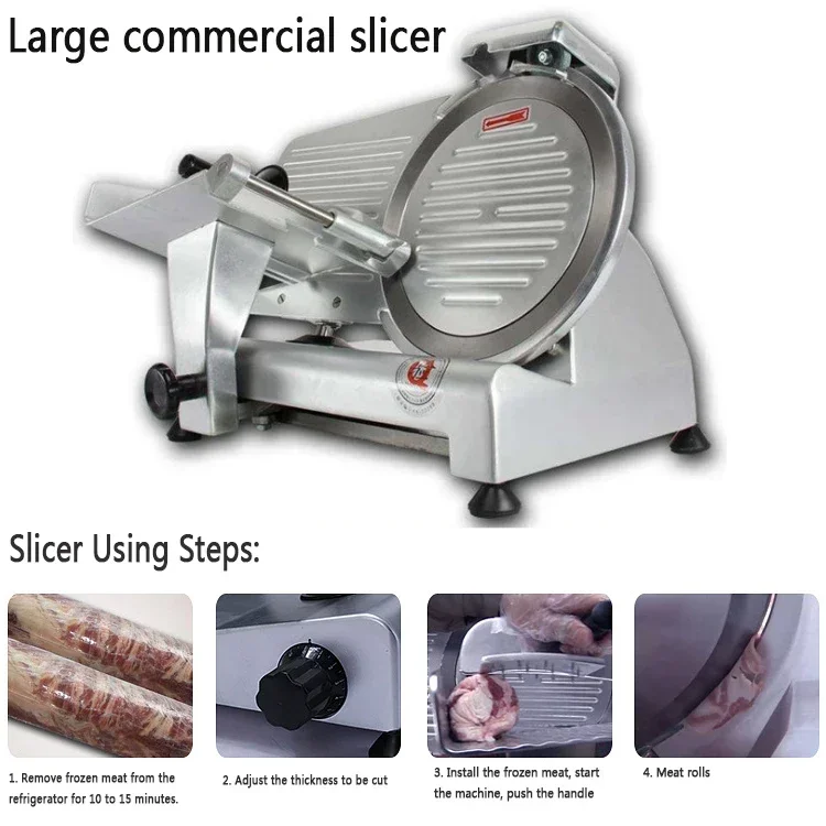 10 Inch Large Commercial Semi-automatic Meat Slicer 110V/220V Frozen Lamb Beef Meat Slicing Machine Grinder 3