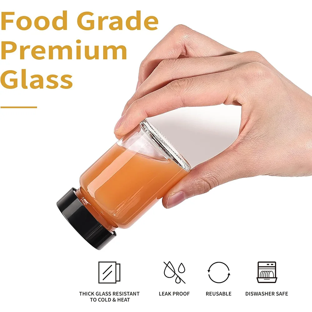 Glass Shot Bottles Wide Mouth 60 ml Small Glass Bottles Travel Mini Clear Jars,2 oz 4