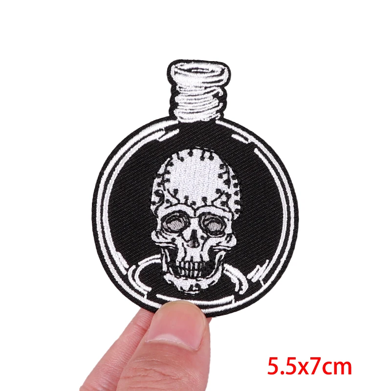 Horror Schädel Eisen auf Patches für Kleidung bestickte Patches auf Kleidung Jacke Punk Patch Stickerei Patch DIY Nähen Aufkleber – Detail 28