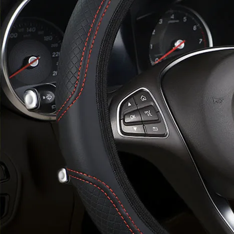 Steering Wheel Cover Car without Inner Ring Soft PU Leather Embossed Three-dimensional 37-38CM Car Accessories
