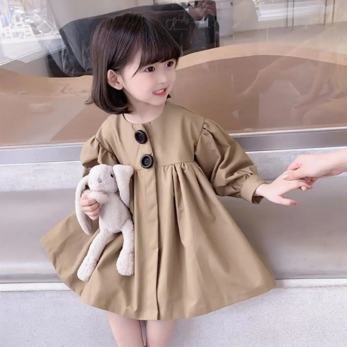 

Women's Baby Long-sleeved Dress 2023 Spring and Fall New Children's Trench Coat Children's Trend Korean Spring and Fall Clothing