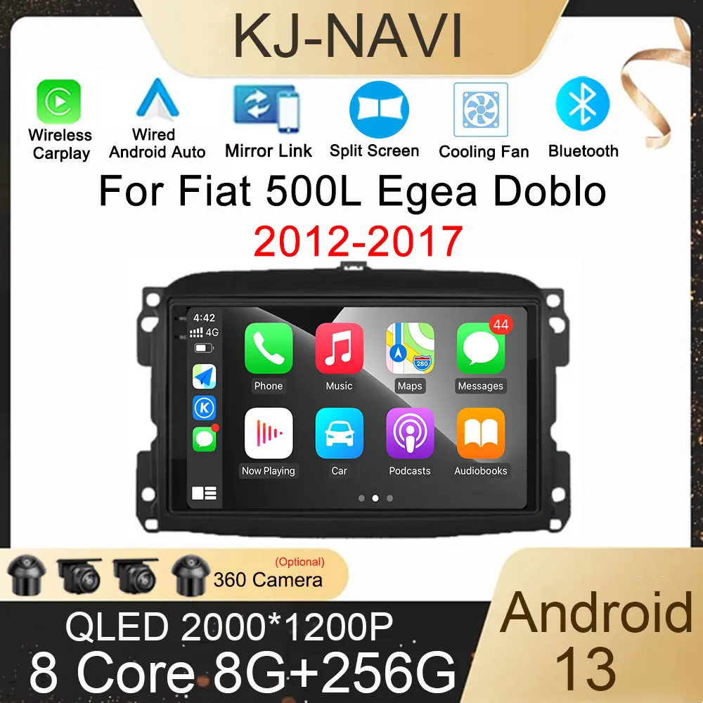 Ips Android 13 Autoradio Per Fiat 500L Egea Doblo 2012-2017 4G Lettore Stereo Multimediale Autoradio Carplay Navigazione Audio Video
