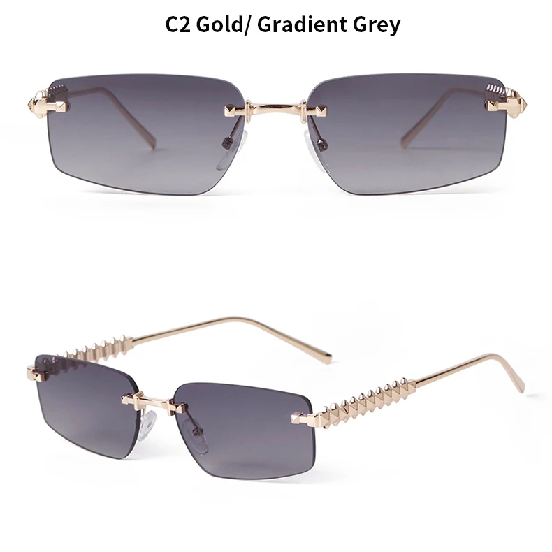SORVINO Gradienten Randlose Sonnenbrille Frauen Männer Rechteck Mode Luxus Marke Designer Straße Schießen Brillen UV400 Sonnenbrille – Detail 6