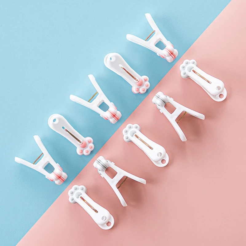 12pcs/set Cute Cat Paw Clothes Pegs Photo Clip Windproof Underwear Beach Towel Clip Strong Plastic Laundry Clips 4