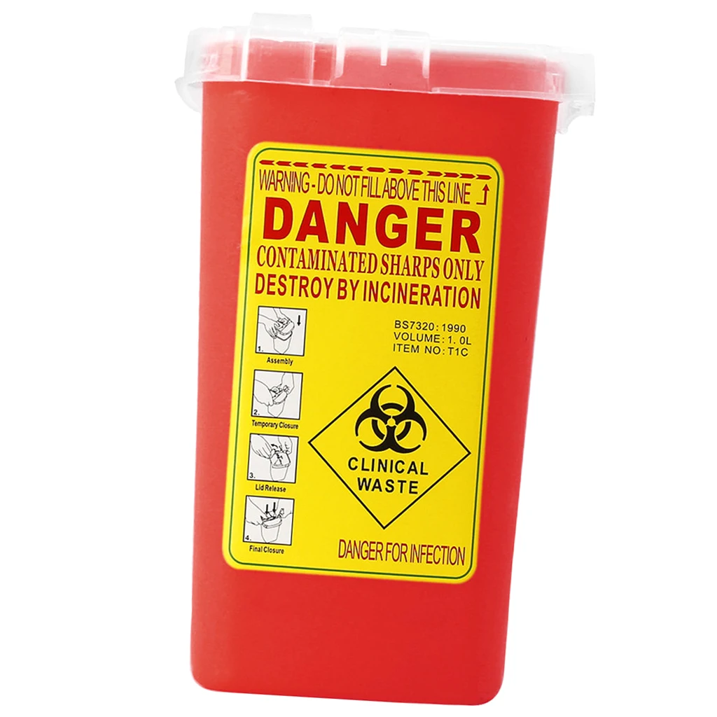 Quart Sharps Container Biohazard Needle Disposal Waste Box