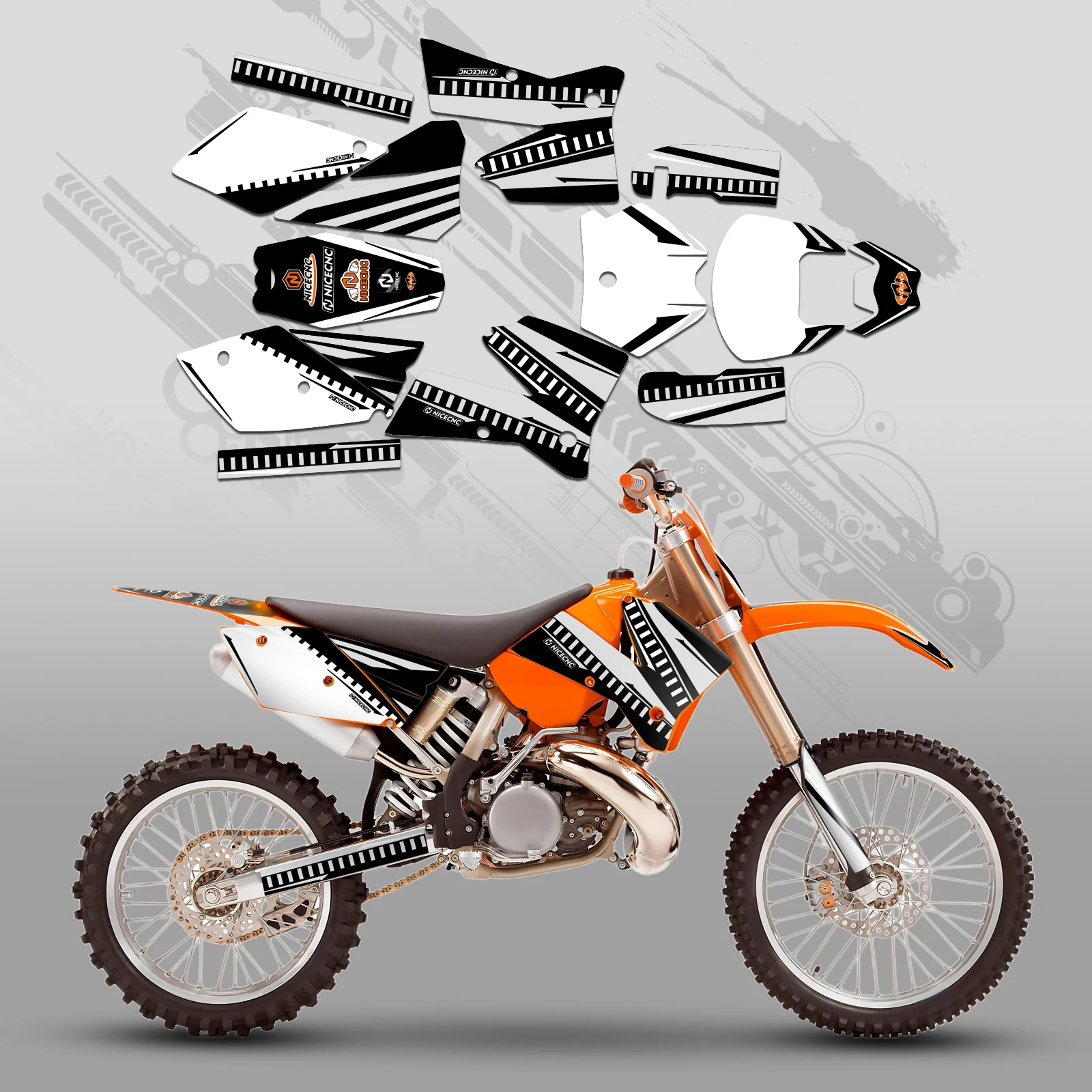NICECNC Aufkleber für KTM SX 125 SX 250 SX 300 SXF 250 SX-F 350 SXF 450 2005 2006, Motocross-Grafik-Hintergrund-Aufkleber, individuell anpassbar – Detail 12