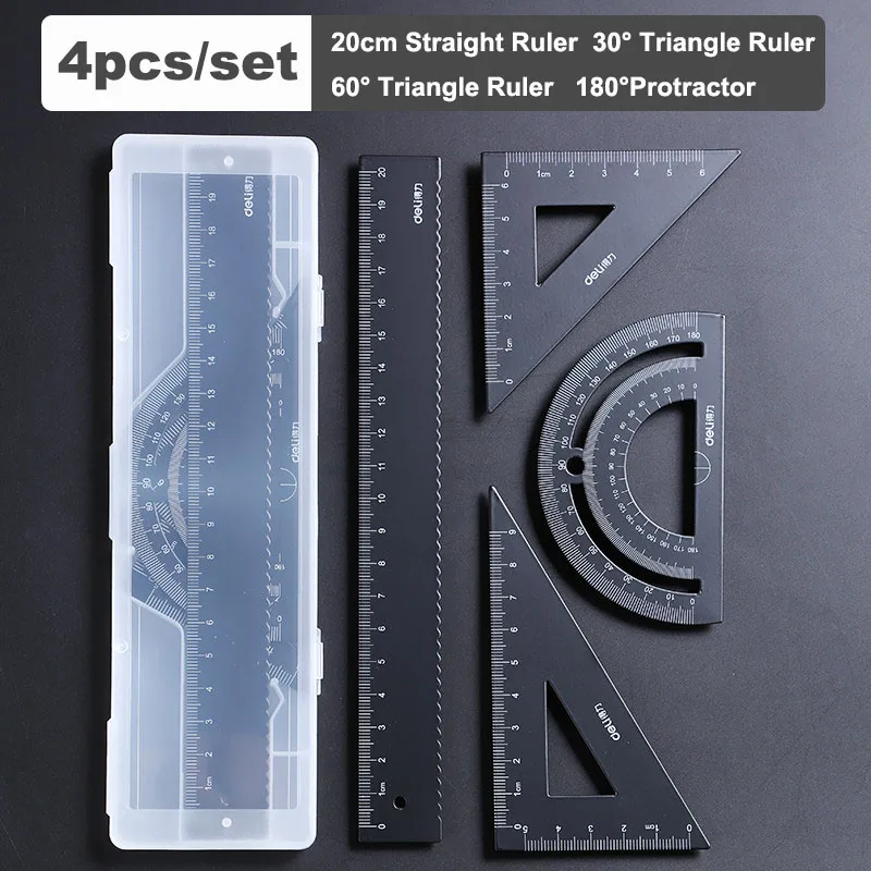 Stainless Steel Ruler Ruler Set Drawing Ruler Metal Ruler Straight Ruler Triangle Ruler Digital Protractor Geometry Set Deli Metal Ruler Multifunctional Triangle Ruler For School Kids Geometry Drawing