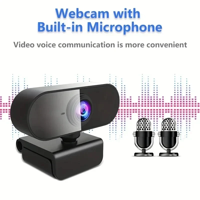 Webcam 1080P per PC, telecamera USB girevole senza driver con microfono per computer desktop, per videochiamate e conferenze - immagine 6