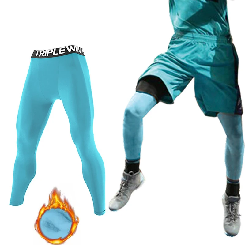 Men Fleece Thermal Running Tights GYM Exercise Fitness Leggings Basketball Hiking Trainning Sport Soccer Compression Clothing 85 sports leggings compression pants