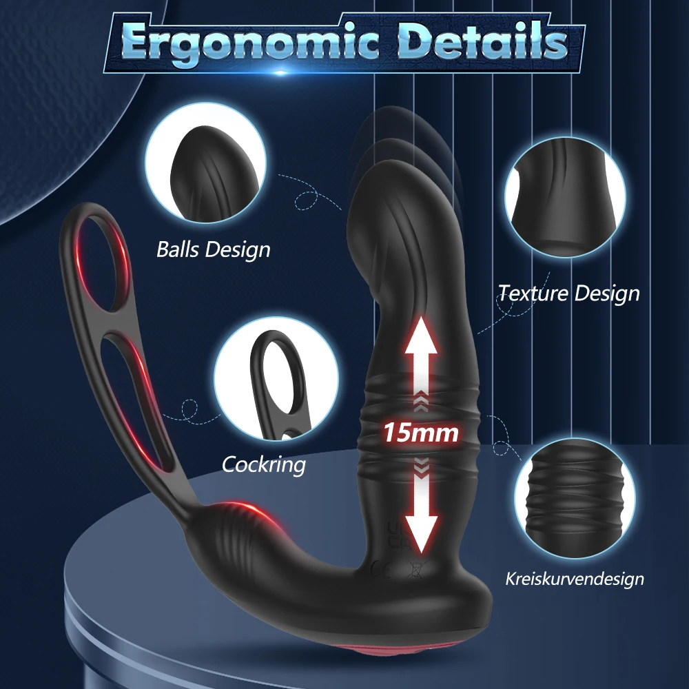 Vibrating Butt Plug Telescopic Prostate Massager Dual Cock Ring Sex Toys for Men Gay Anal Plug Bluetooth APP Vibrator for Adult