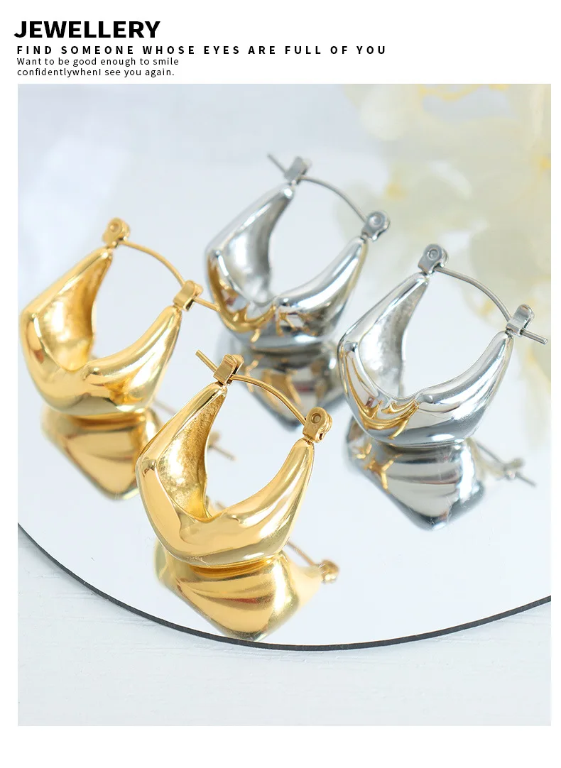 Mode Edelstahl Frauen für Ohrringe böhmische Geometrie Piercing für Ohren Gold Farbe Schmuck Paar Geschenk Großhandel – Detail 10