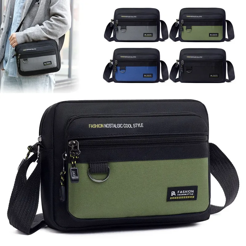 New Multi-pockets Men's Shoulder Bag Waterproof Large Capacity Men's Business Bag Work Travel Canvas Crossbody Bag for Male