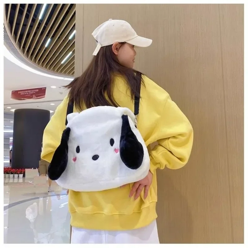 

Kawaii Sanrio Anime Pochacco Backpack Plush Cute Cartoon Downy Large Capacity Embroider Crossbody Bag Lovely Handbag for Girls