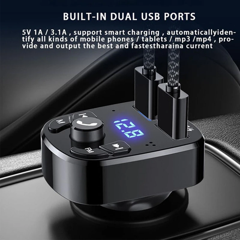 warmte Encyclopedie Tol Fm zender Bluetooth Draadloze Carkit Handfree Dual Usb Autolader 2.1A MP3  Music Tf Card U Disk Aux Speler|Bluetooth Auto Kit| - AliExpress