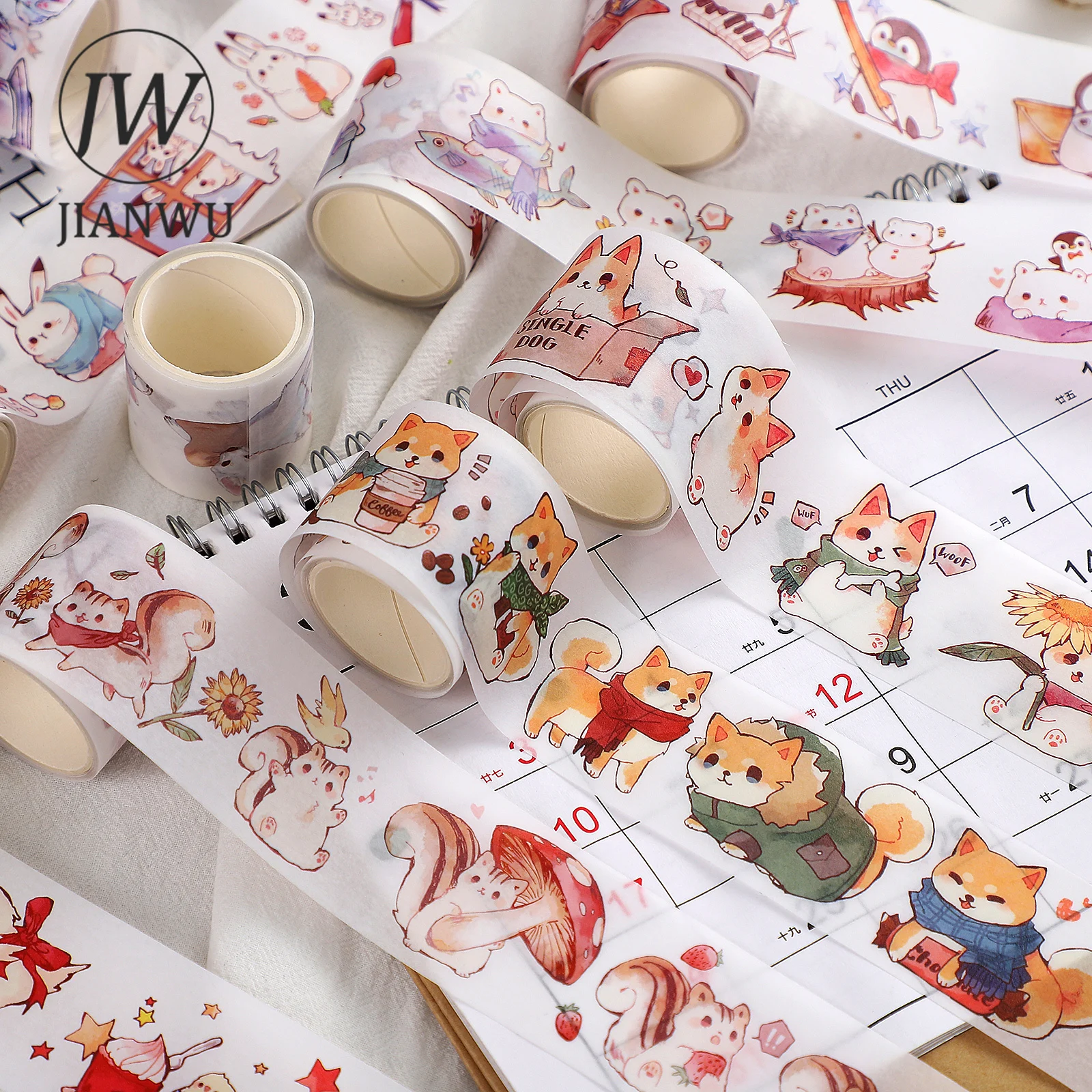 JIANWU 200cm Cute Small Animals Journal Decoration Washi Tape