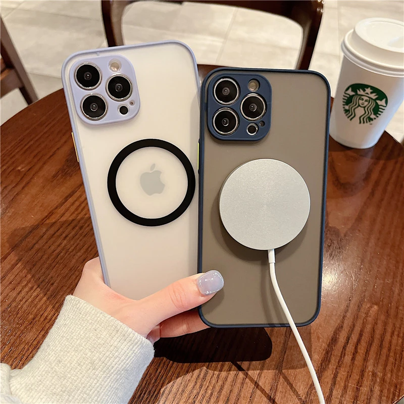 Matte Transparent Magsafe Wireless Charging Phone Case For
