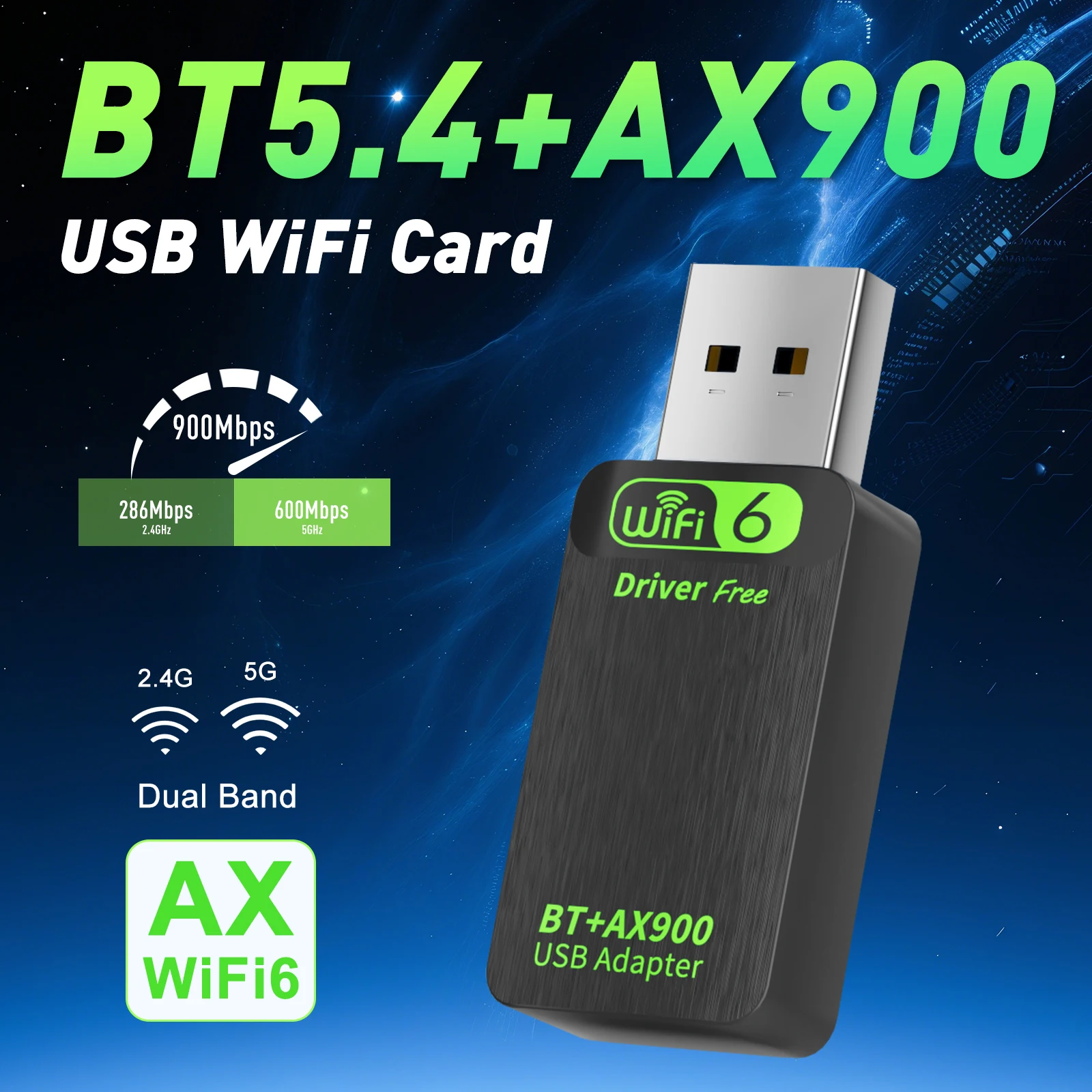 USB WiFi 6 AX900 블루투스 5.4 어댑터 2in1 동글 2.4G&5GHz USB WiFi 네트워크 무선 Wlan 수신기 PC/노트북용 드라이버 무료
