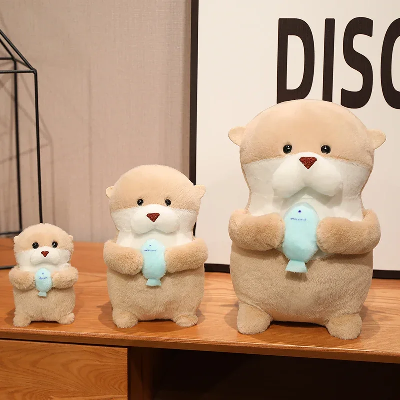귀여운 수달 봉제 장난감, 부드러운 바다 수달, 동물 봉제 인형, 귀여운 다크 브라운 수달 봉제 인형, 어린이 생일 선물