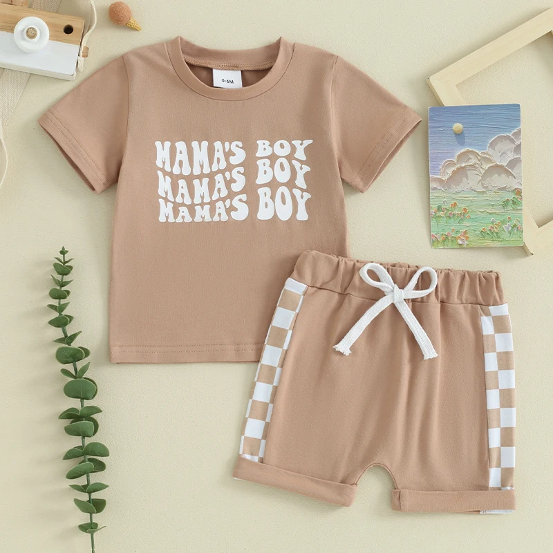 

Одежда для мальчиков Mamas, летняя рубашка с коротким рукавом, клетчатые шорты, наряды, комплект детской одежды для мальчиков ясельного возраста