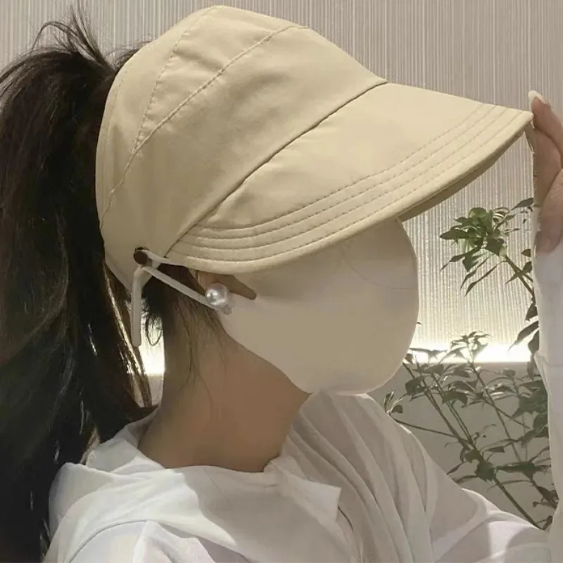 여성용 넓은 챙 어부 모자, 조절 가능한 단색 빈 탑 모자, 야외 캐주얼 스포츠 햇빛가리개 모자, 패션 액세서리, 여름