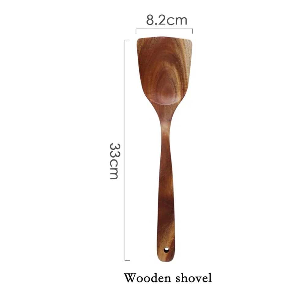 Elegant Wooden Cooking Utensil Collection: Spatula, Soup Ladle, and Rice Scoop Set