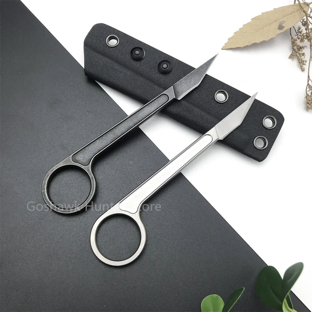 Mini Fixed Blade Neck Knife EDC Outdoor Combat Pocket Knife With Kydex Sheath For Hunting Camping Cutter Tools Key Ring Knives