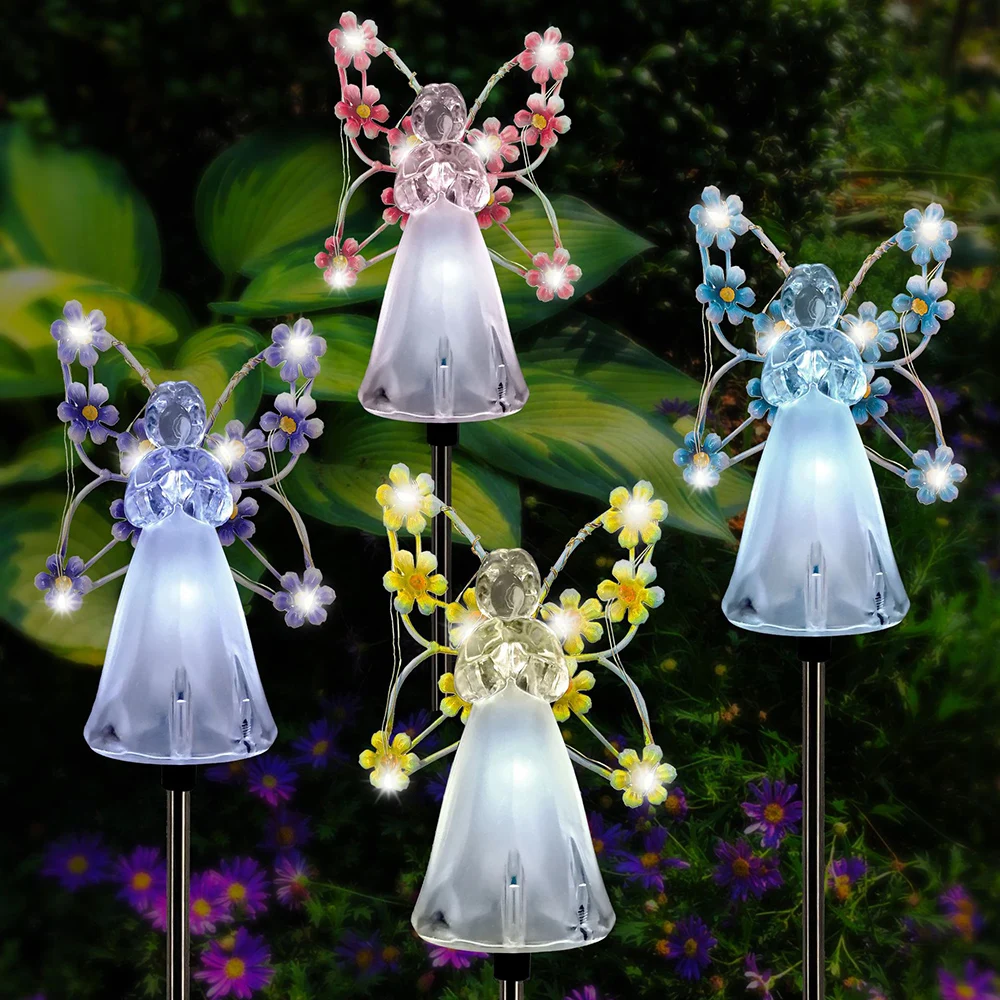 Lampe solaire d'extérieur à 7led avec Pile d'anges, luminaire décoratif de  jardin, idéal pour une pelouse, un cimetière, un parc ou comme cadeau  commémoratif, Art de noël - AliExpress