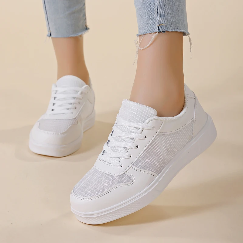 Women's Casual Sneakers Summer Hollow out Lace-Up Front Skate Shoes Womens Lightweight Walking Shoes