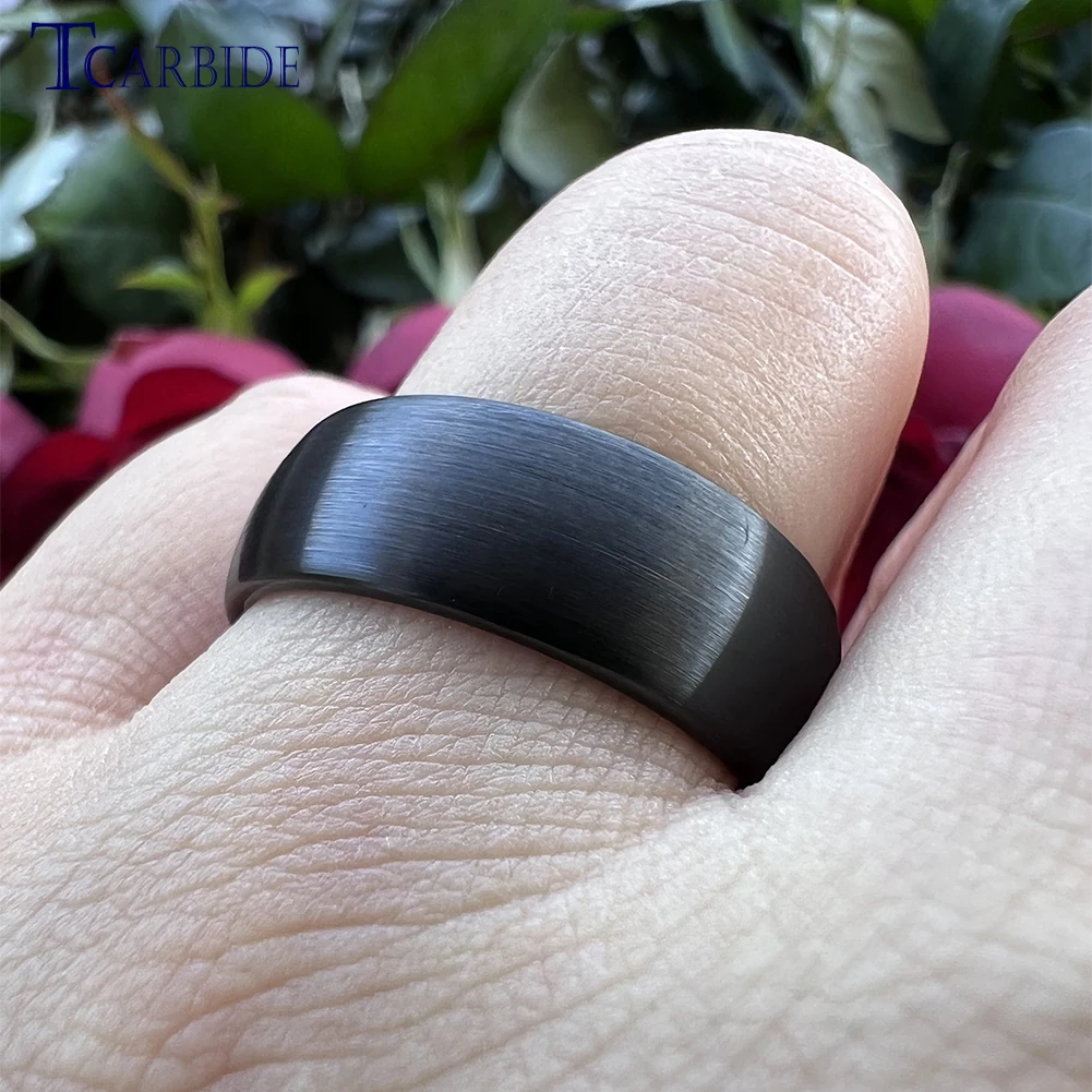 Classic Men Women Black Tungsten Wedding Band Ring Domed Brushed Finish 6MM 8MM Comfort Fit 2