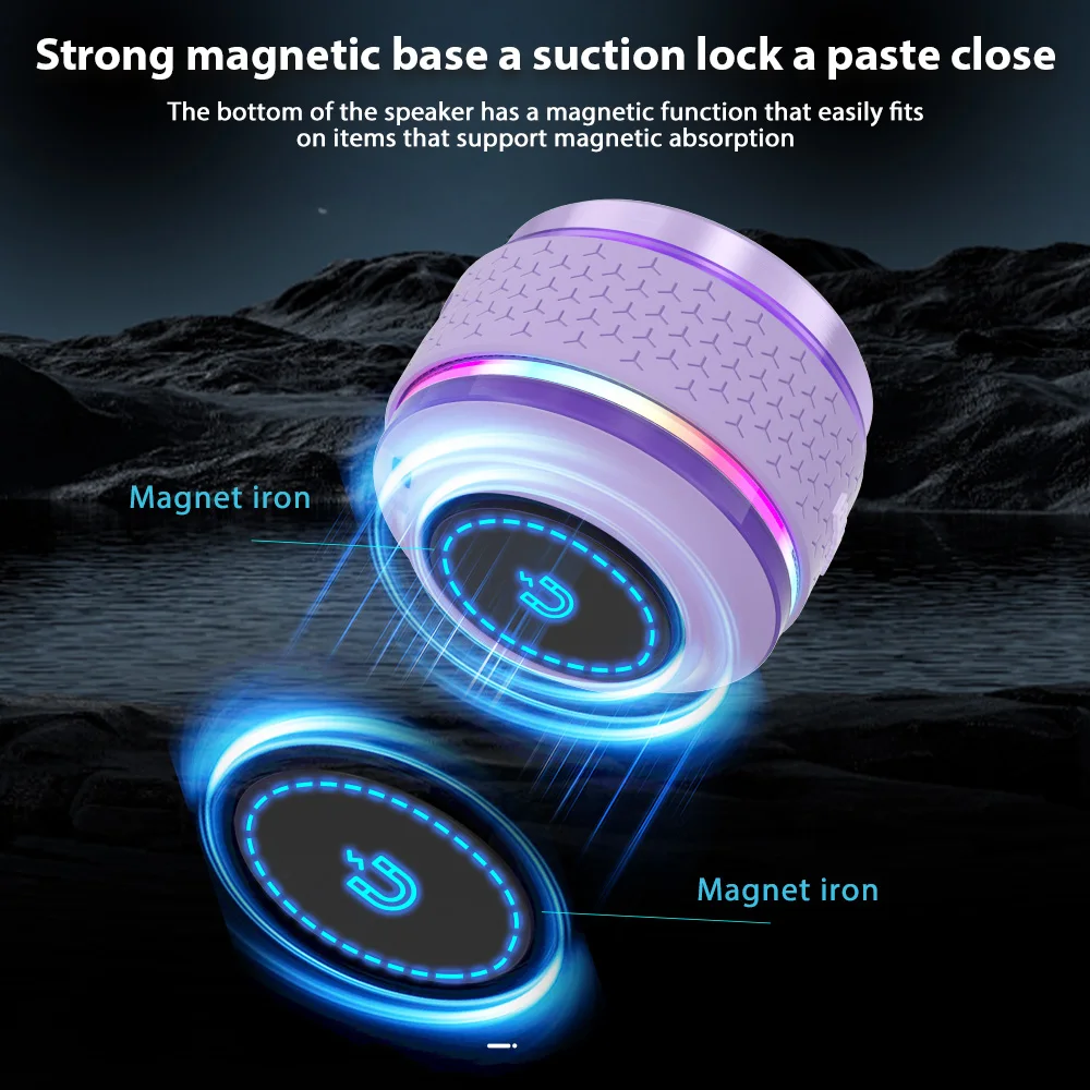 Bone Conduction Wireless Speaker Mini Sound Box with Magnetic BT Speaker RGB Color Neon Light Effects Music Player