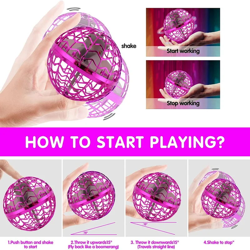 Original Patented Flying Ball Spinning Hand Controlled Drone 360 ° Rotation Mini with LED Lights Fun Christmas Gift for Children 2